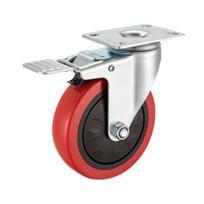 (3-02)    75mm ,100mm ,125mm ,3"4"5" medium duty PU caster ,silent caster,ball bearing,with brake