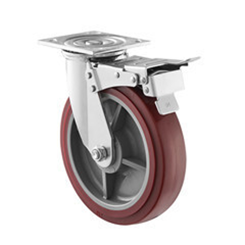 (5-15)    100mm,125mm,150mm,200mm 4"5"6"8" swivel PA rim PU wheel ,with double brake,heavy duty caster,trolley caster