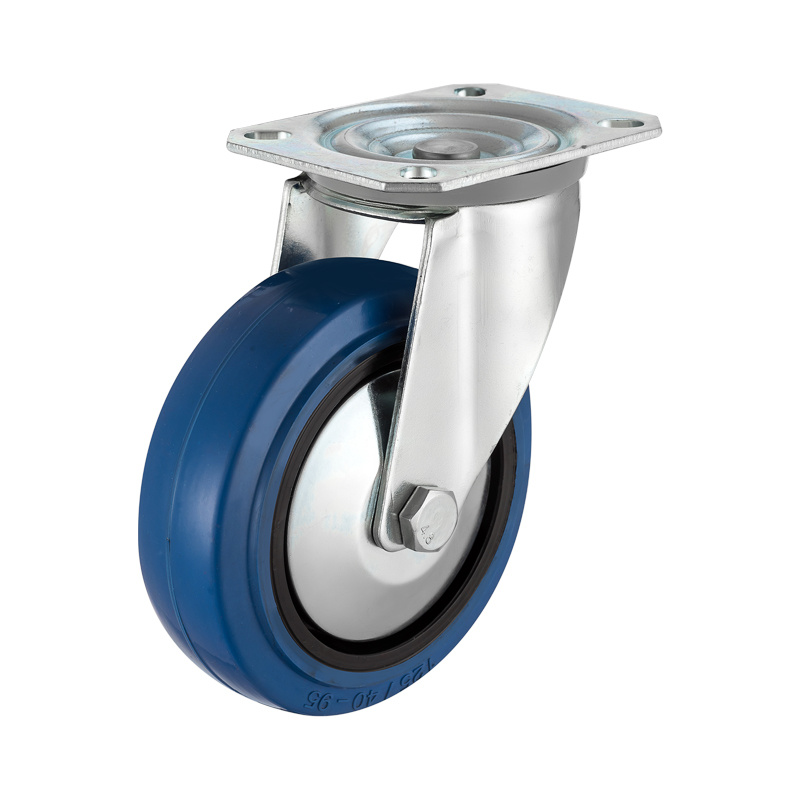 (4-11)    80mm ,100mm,125mm ,160mm .200mm 3"4"5"6"8" industrial blue elastic rubber caster ,trolley caster  ,roller bearing