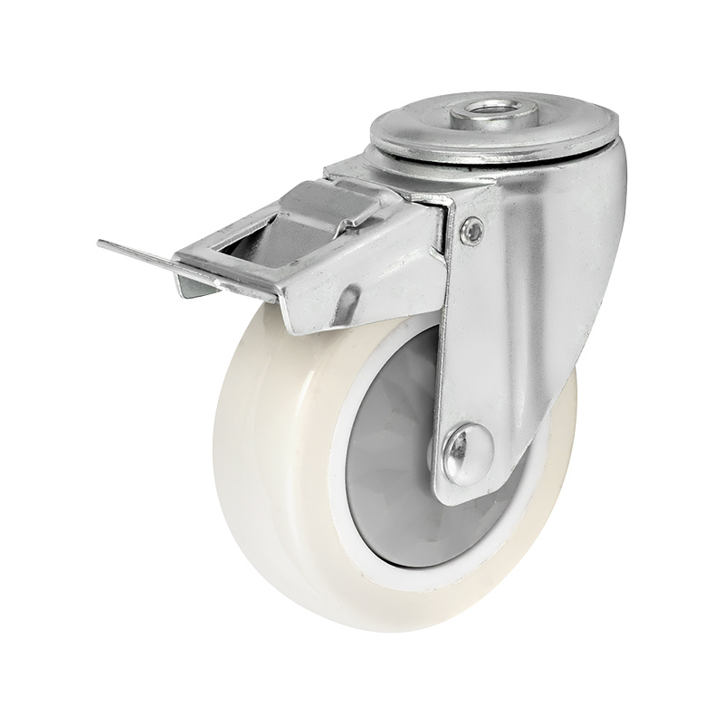 (7-04)     75mm,100mm,125mm,3"4"5"swivel caster ,medium duty ,trolley caster ,nylon ,PA wheel ,ball bearing ,with bolt hole and brake