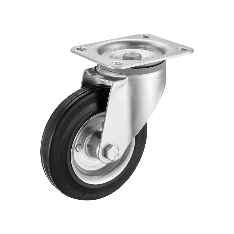 (4-10)    waste bin caster 160mm .200mm 6"8" industrial black rubber caster ,trolley caster  ,roller bearing
