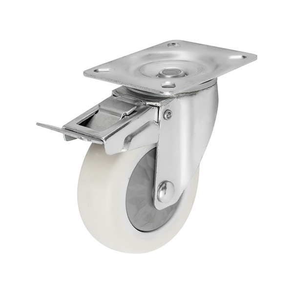 (7-08)     75mm,100mm,125mm,3"4"5"swivel caster ,medium duty ,trolley caster ,nylon ,PA wheel ,ball bearing ,with brake