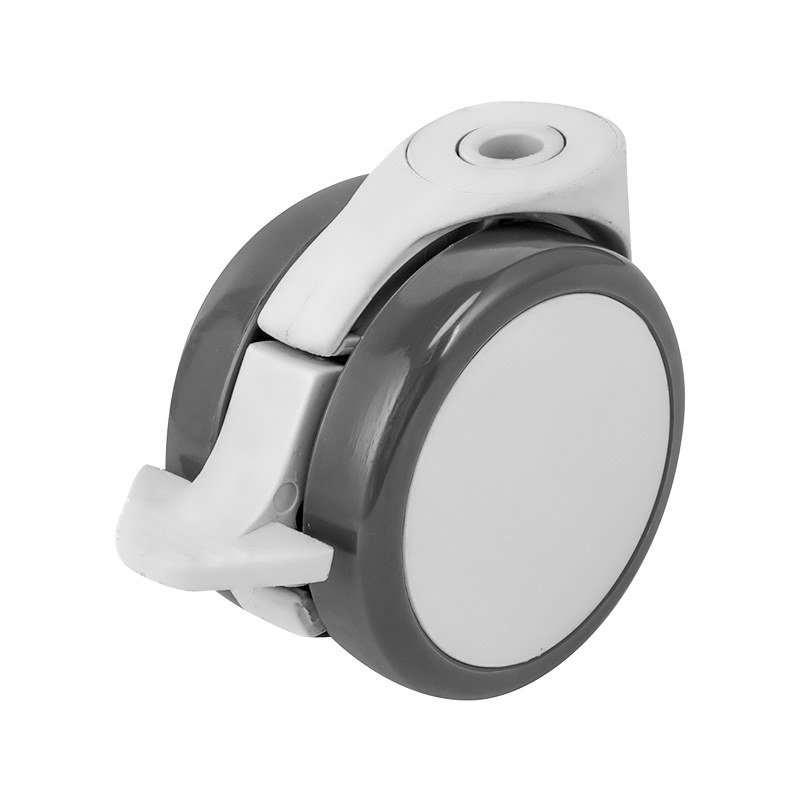 (1-02)    75mm 100mm silent PU twin wheel caster,medical caster ,furniture caster with brake