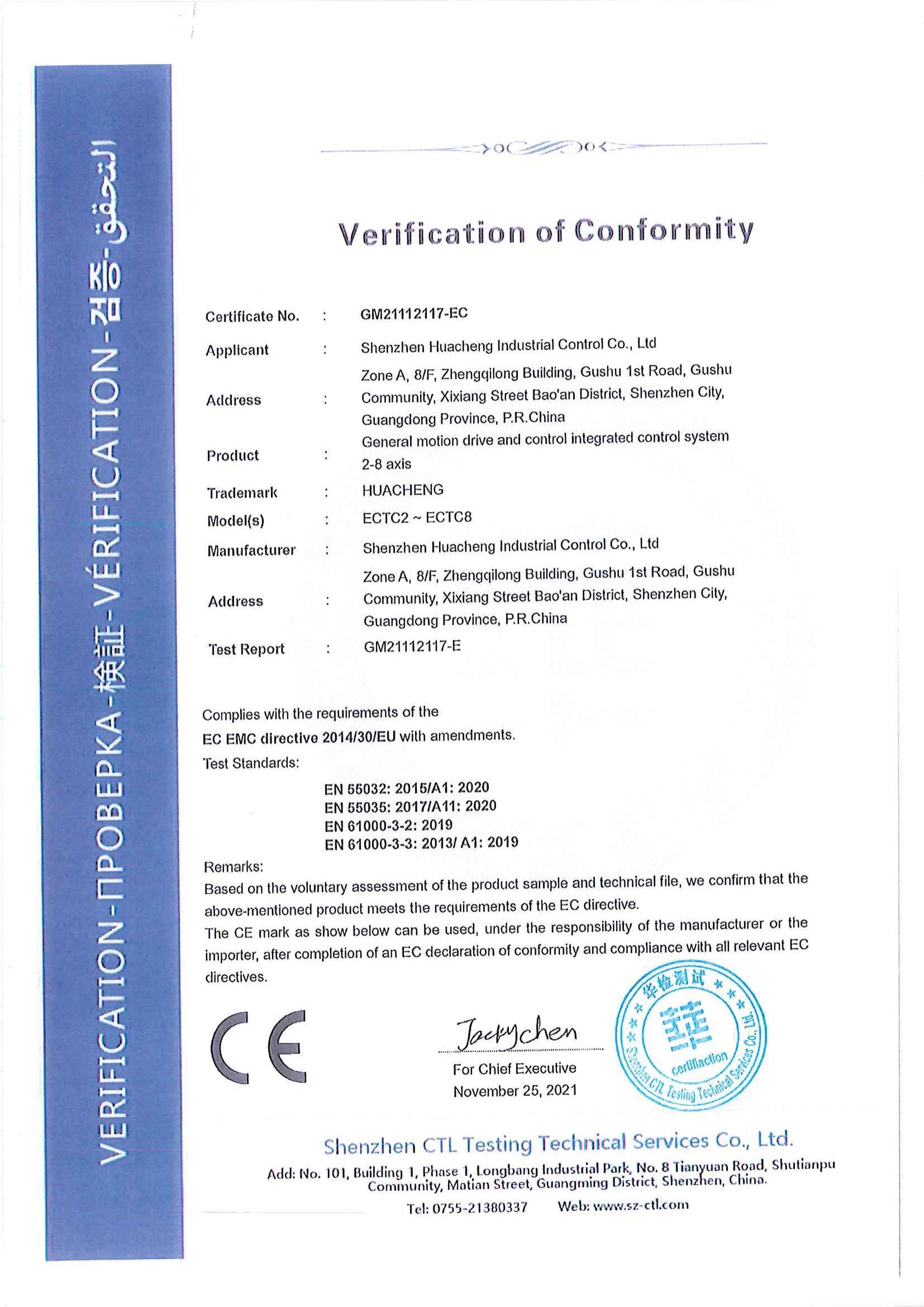 ECTC2-ECTC8 CE certificate