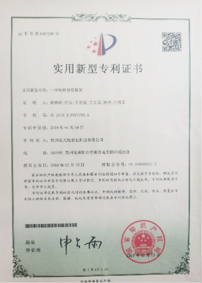 實(shí)用新型專利證書