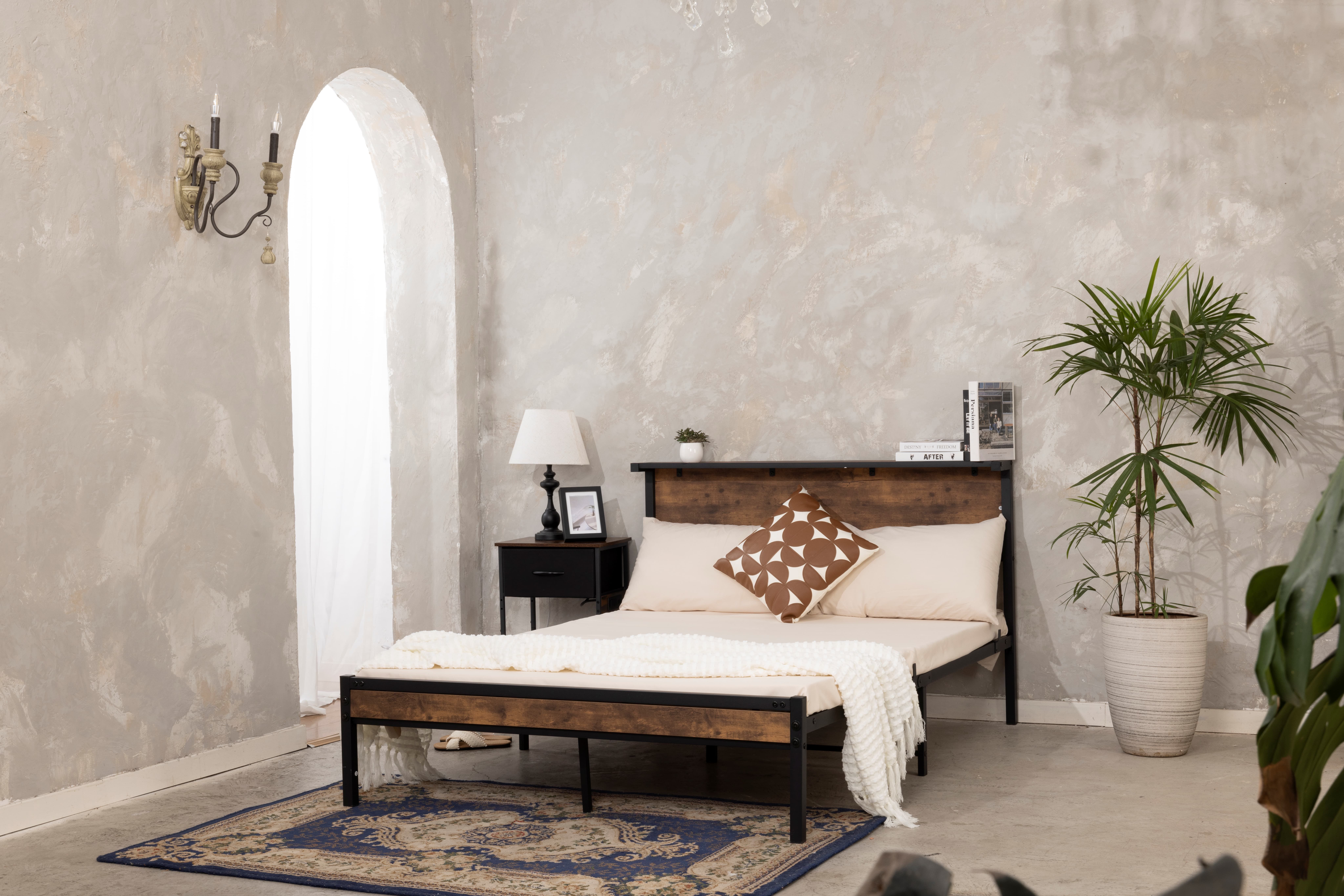 Cama doble de acero al carbono estilo americano