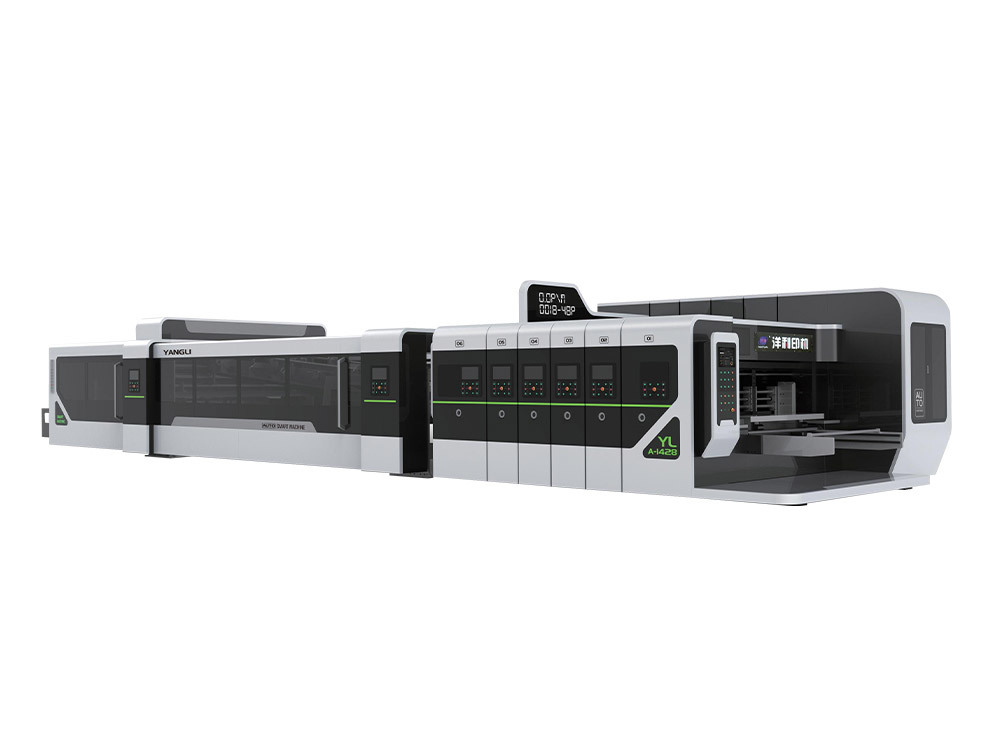 Computer lead edge printing slotting die cutting & case maker in-line machine
