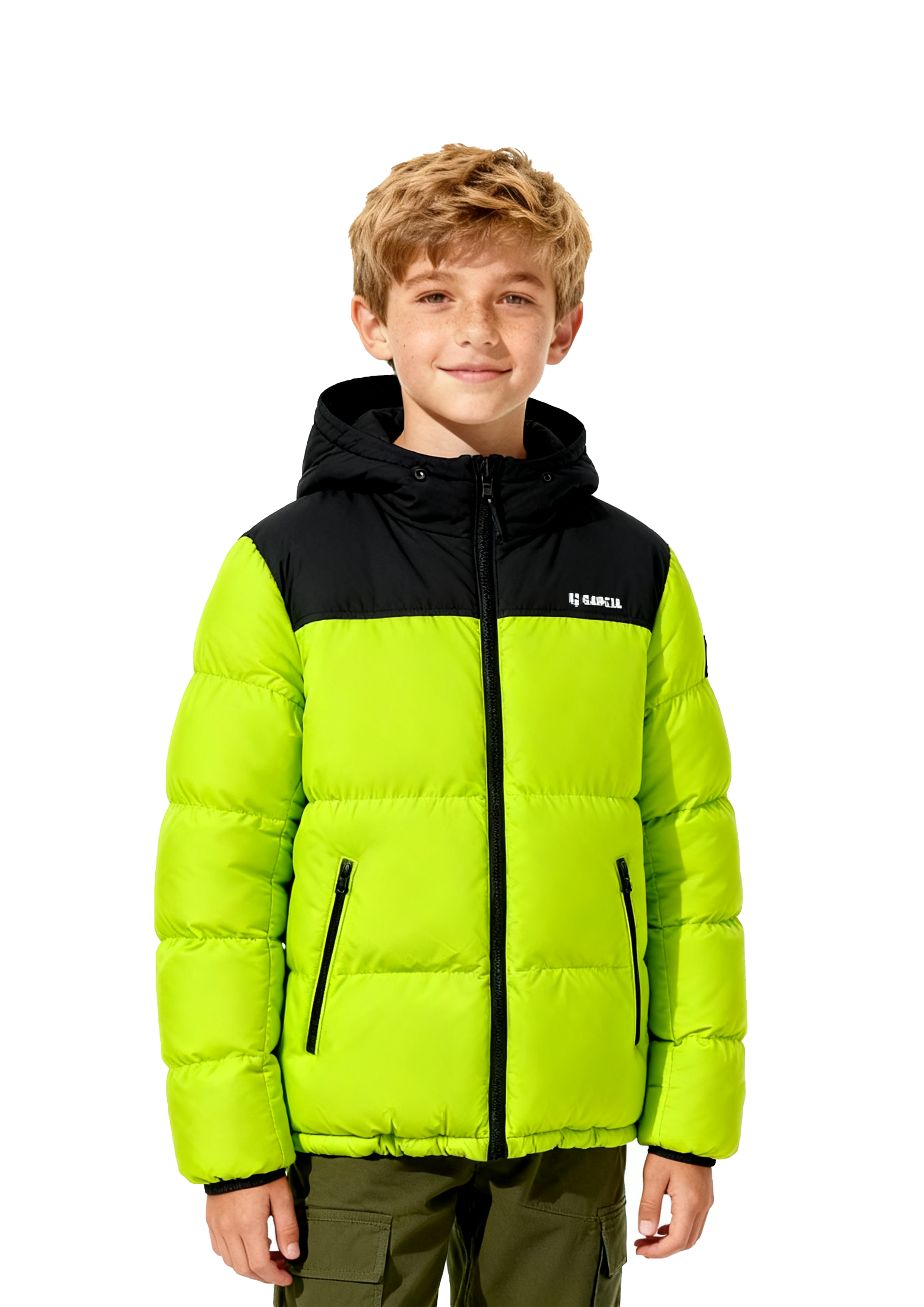 chaqueta de niño con bloques de color