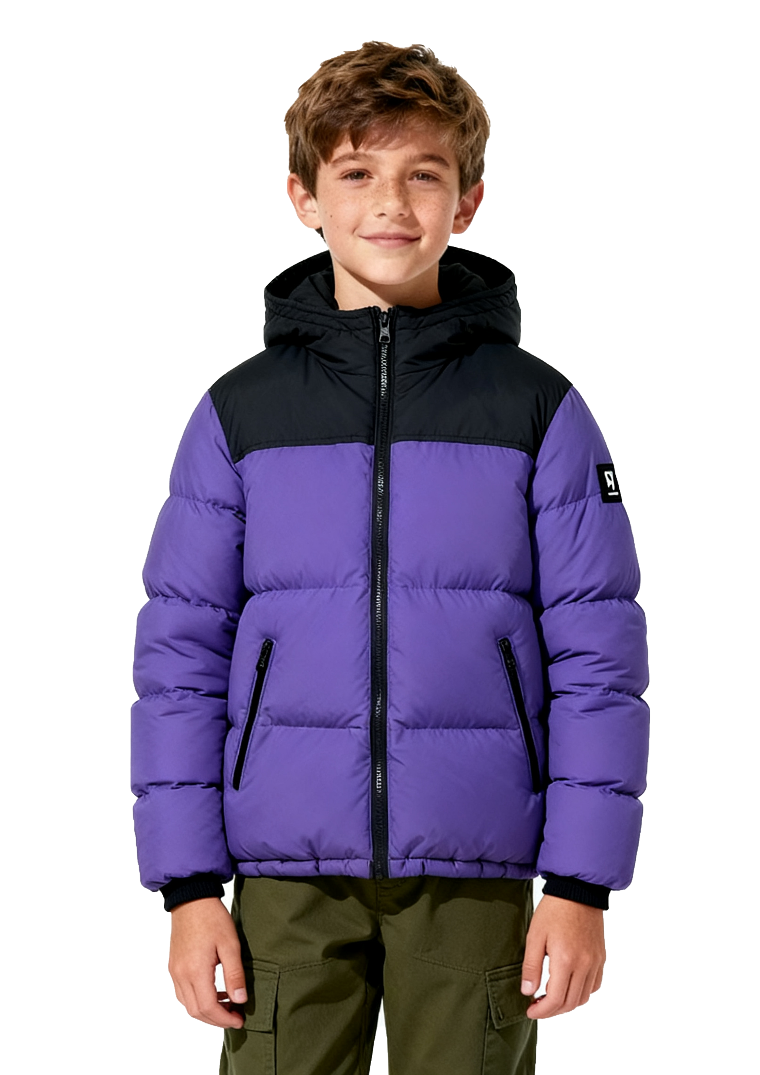 chaqueta de niño con bloques de color