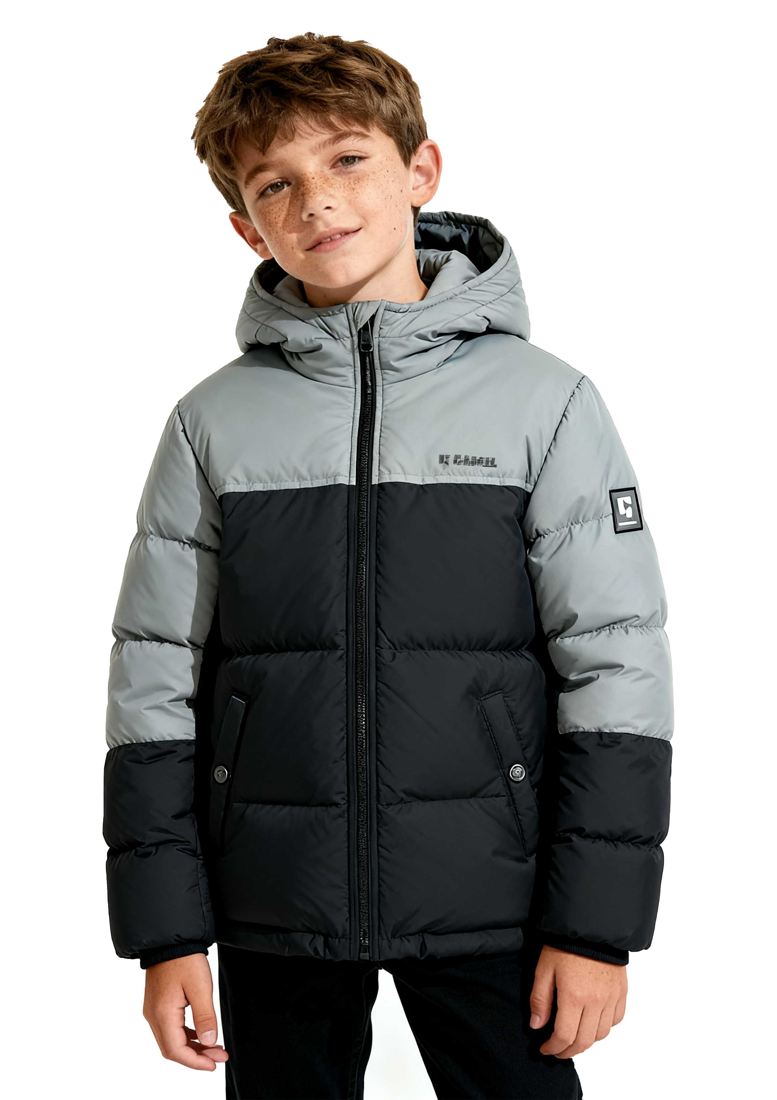chaqueta de niño con bloques de color