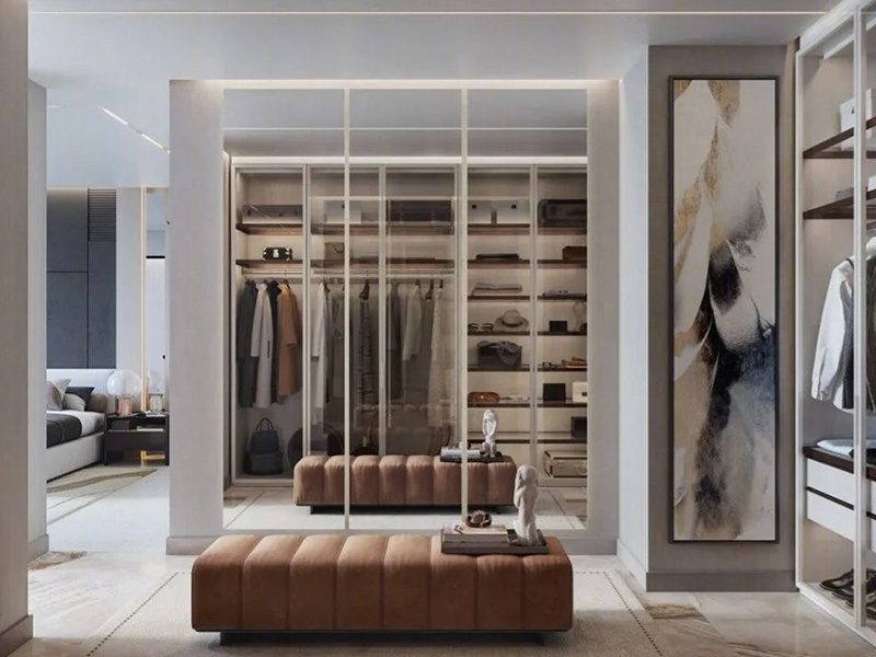 Custom Modern Style Glass Door Bedroom Dresser