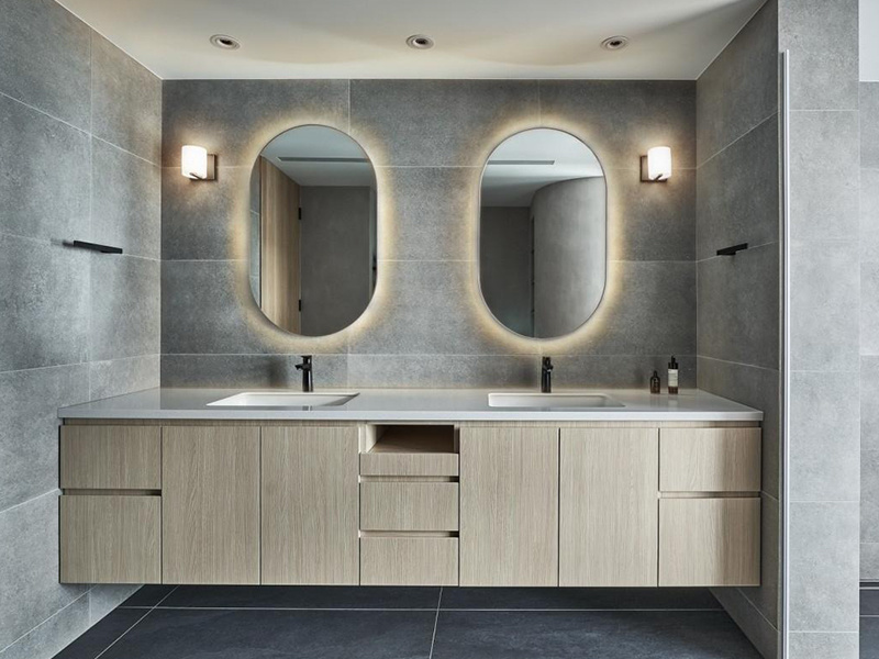 Espejo de baño inteligente LED con sensor táctil y función antivaho para tocador de baño