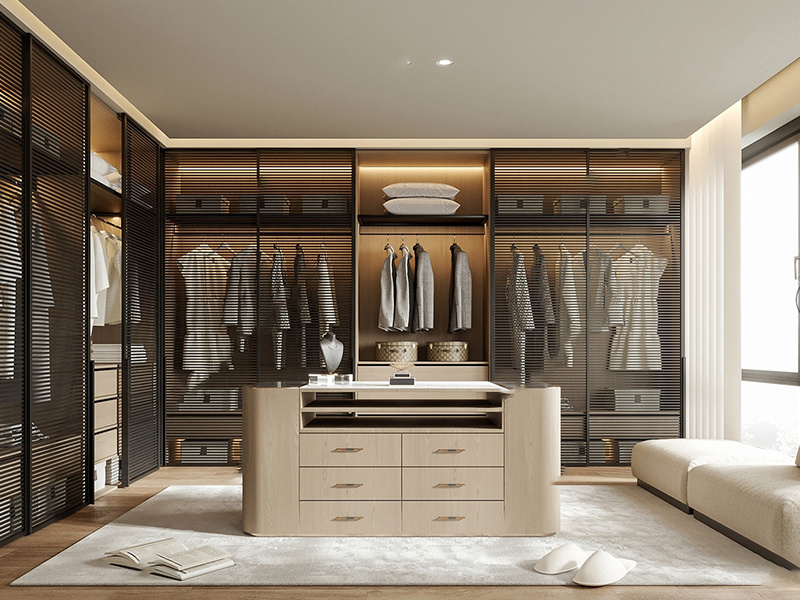 Customized Modern Aluminum Frame Glass Doors Built in Closet System