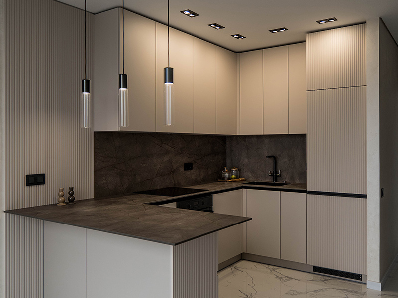 Modern Grey Lacquer Kitchen Cabinet Soft Close Hinge MDF Carcase Accessories