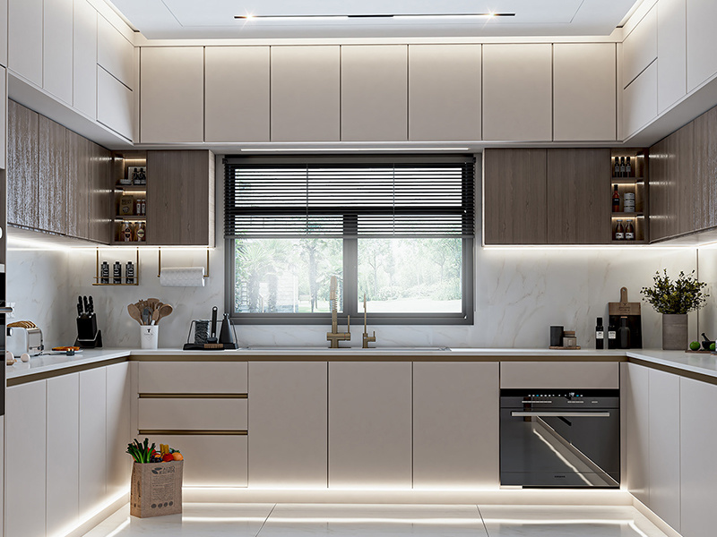 Customizable Modular Kitchen Set with Space Saving Design  Easy Installation Prefab Kitchen Cabinet Systems