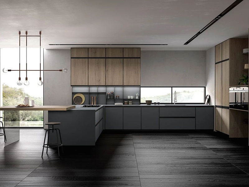 Modern Shaker Style Modular L-Shape Built-in Cupboards  Kitchen Cabinet