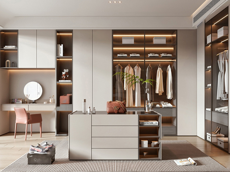 Custom Luxury Dressing Room Wooden Walk In Closet Closet System Design