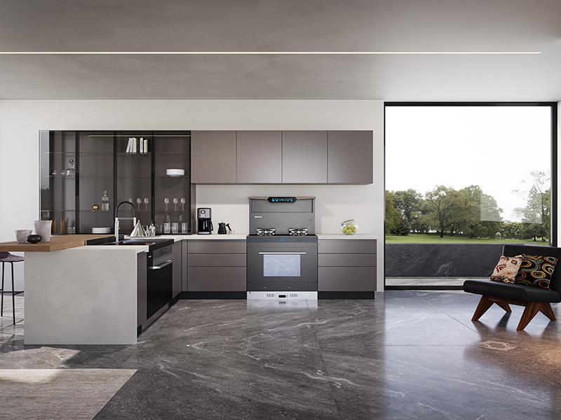 Modern RTA Kitchen Cabinet Ready Assemble Modular Cupboards Lacquer Door Panel Hinge MDF