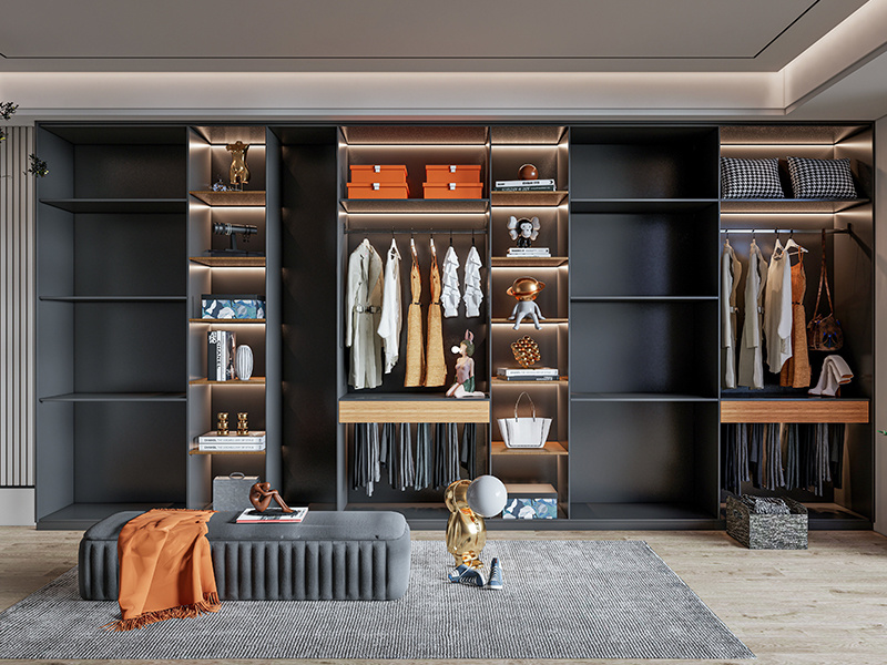 Modern Modular Bedroom Closet, Custom Glass Aluminum Closet Set