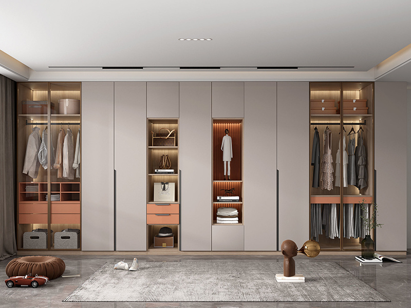 Modern Simple Wardrobe Practical Bedroom Wooden Cabinet 6/8 Door American Style Wardrobe