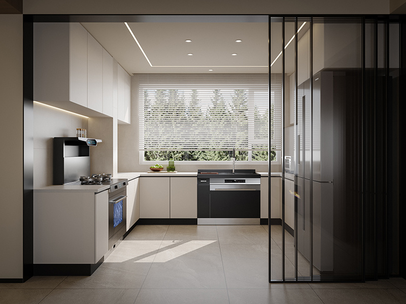 Modern Style Melamine Kitchen Cabinet High Quality Stylish Storage Solution Sink MDF