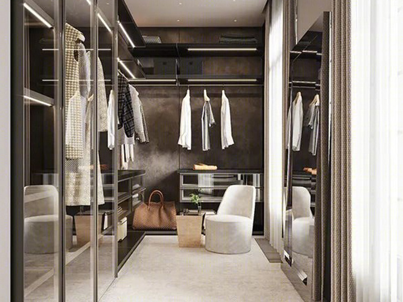 Modern Walk in Closet Wardrobe Apartment Project Custom Systems Design Wood Bedroom Cupboards