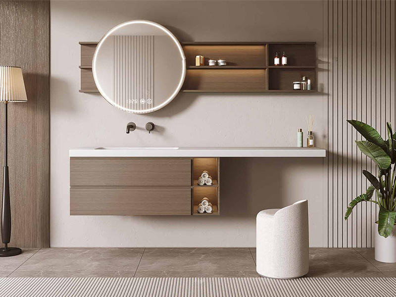 Modern Bath Set Organizer Floating Vanity Cabinet Makeup Custom Bathroom Vanities