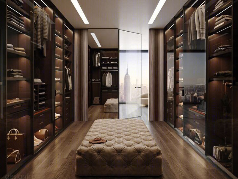 Foshan Factory Customize Solid Wood Storage Closets Cabinet Designs Customized Luxury Bedroom Wooden Walk in Closet Wardrobe
