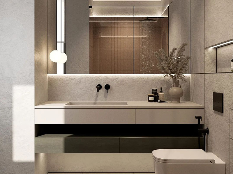 Modern Large Bath Room Vanities Cabinets Design Free Standing Plywood Bathroom Vanity Cabinet with Mirror  Wash Basin