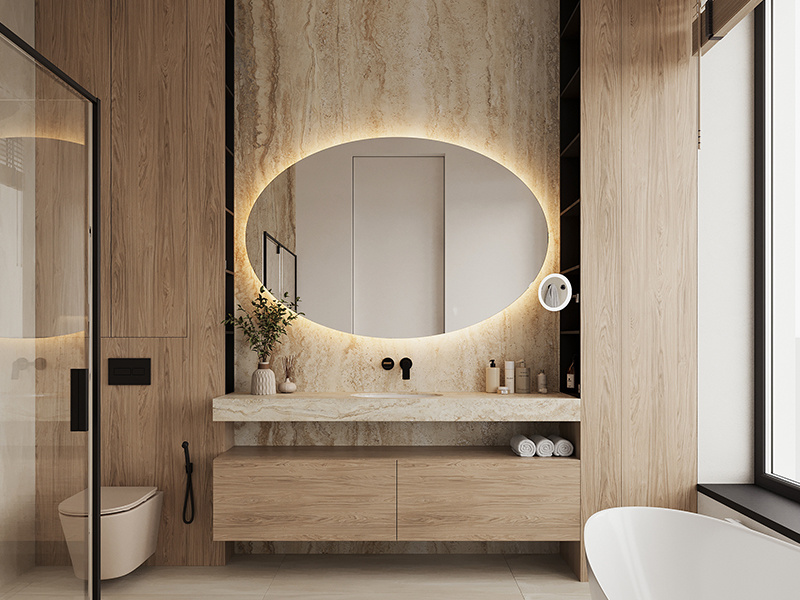 Espejos minimalistas para baño, gabinetes de pared para baño con función de almacenamiento