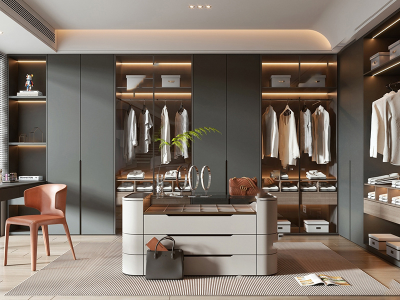 Custom Bedroom Wall Mounted Solid Wood Walk In Closet Pvc Solid Wood Built In Closet