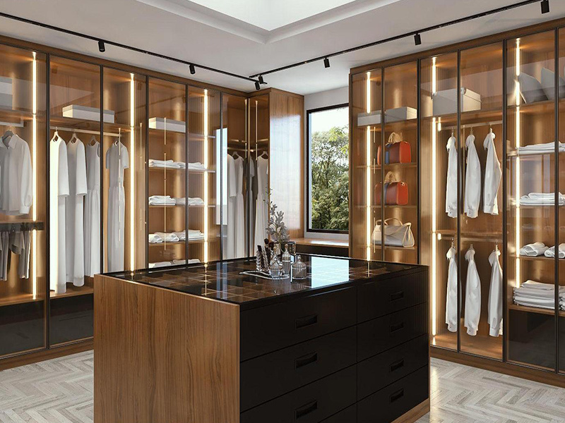 Modern Wooden Walk-In Closet Cloakroom System Bedroom Furniture Wardrobe Modern Design