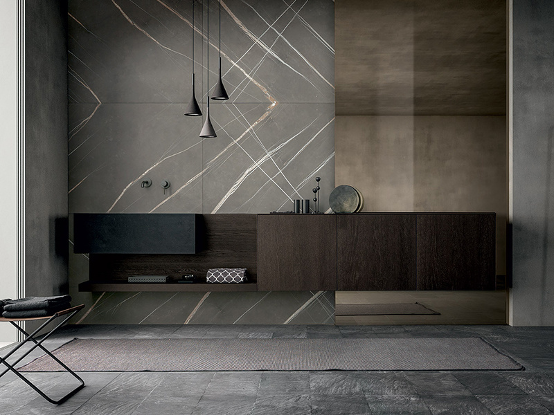 Modern Melamine Bathroom Vanity Cabinets Handless Design Wall Mounted Custom LED Mirror Bathroom Vanities