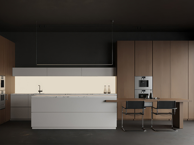Latest standard modern style apartment laminate kitchen cabinet refrigerator panel