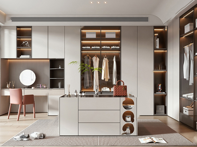 Modern Home Hotel Apartment Cloakroom Wooden Built In Wardrobe Design