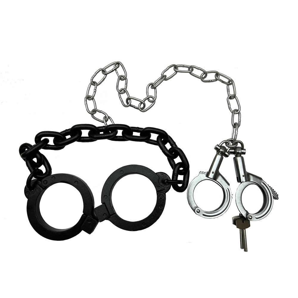 metal shackles + metal handcuffs