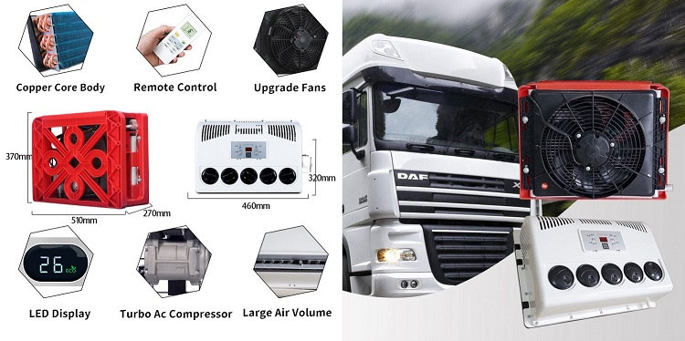 12v Parking Cooler Battery Power 24 Volt Electric air Conditioner for Excavator Car