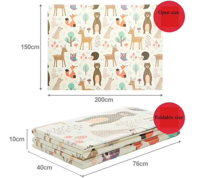 eco friendly non toxic cartoon designs XPE foam play mats folding baby play mat