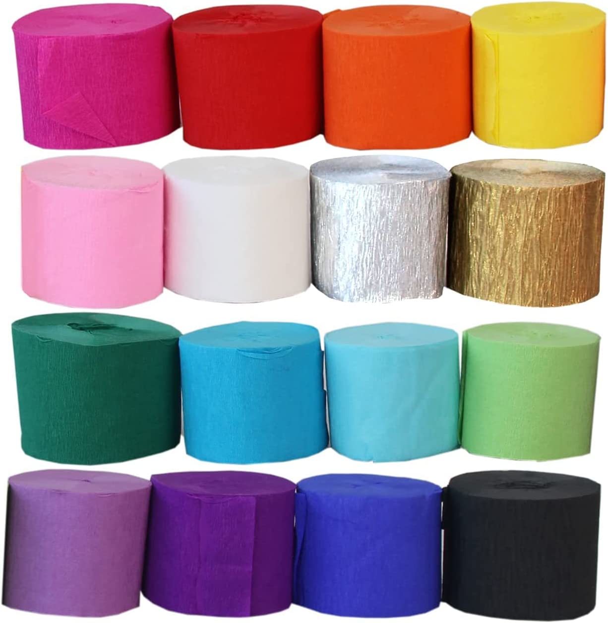 12 Rolls Crepe Paper in 12 Colors Crepe Paper Decors for Birthday Party, Wedding, Festival Ornament, Assorted Color