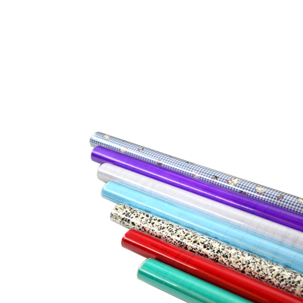 PVC self adhesive flock film, Covering wall paper in removable glue, plastic sticker roll for book cover