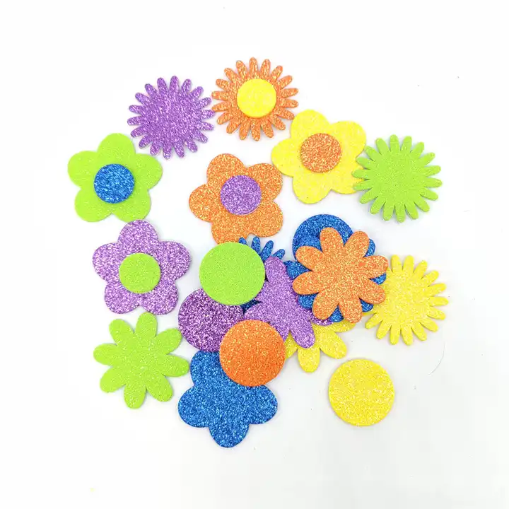 wholesale eva foam sheet glitter sunflower 2mm 1mm eva sticker for kids craft