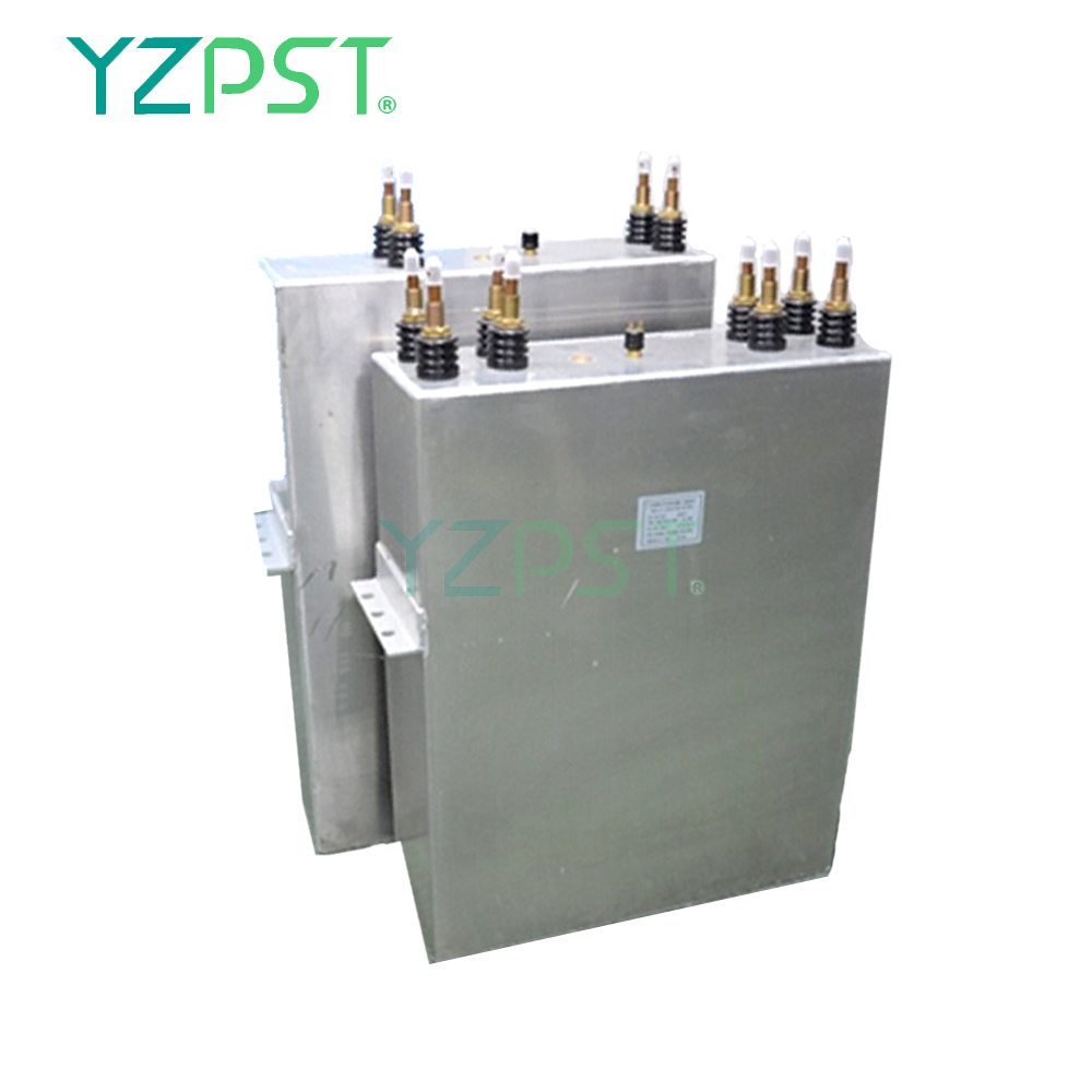 Low frequency water cooled heating tank capacitors