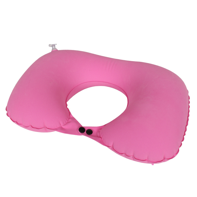 Push Down Flocked Inflatable U Pillow