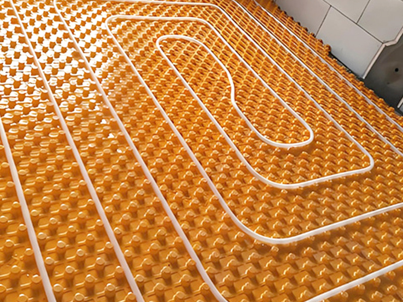 Steps for tiling over underfloor heating mushroom boards