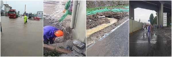 崇贤至东湖高架一期工程段第一合同段项目部积极参与G320国道防汛排涝抢险