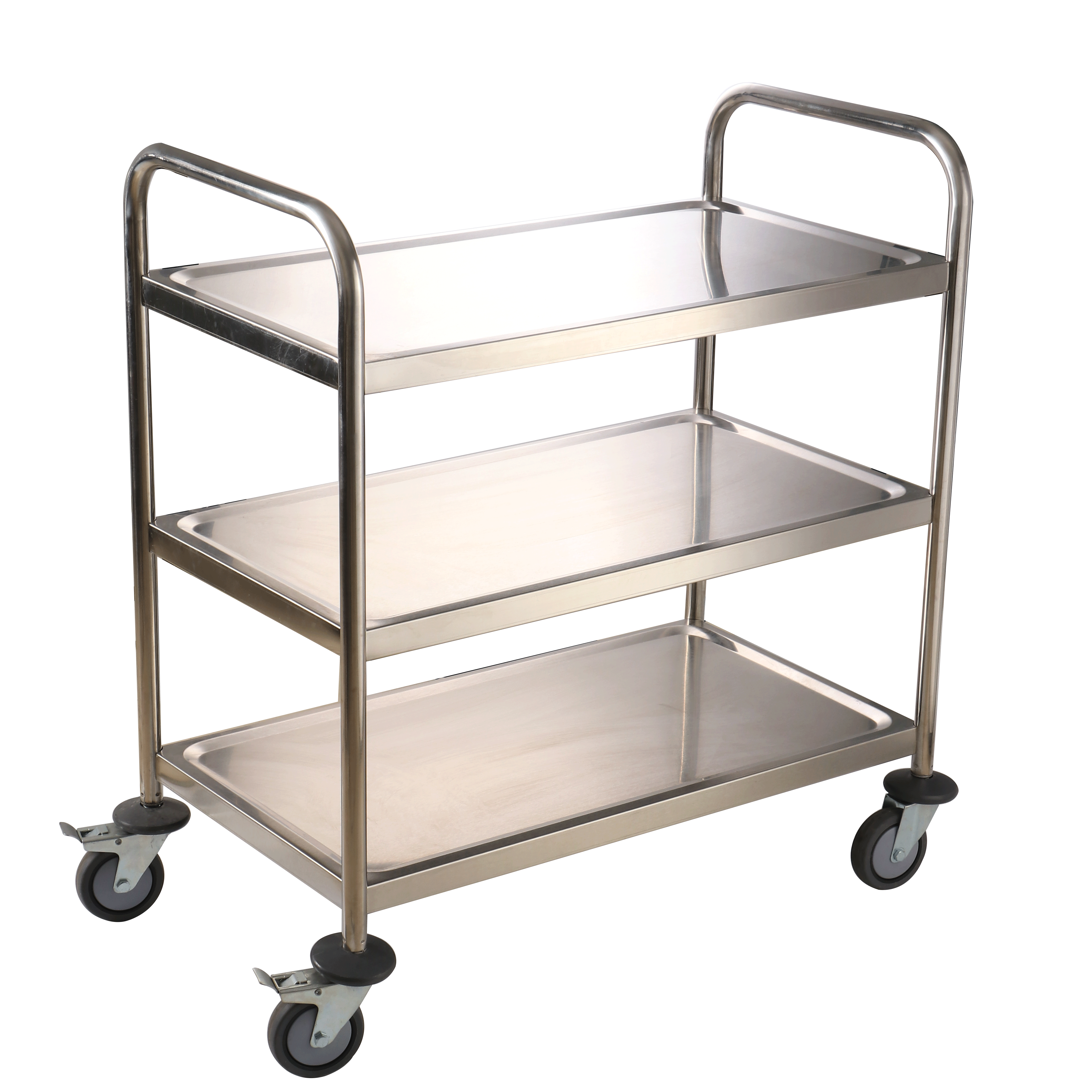 Carritos móviles de recogida de cuencos de acero inoxidable comercial de 3 capas para servicio de restaurante