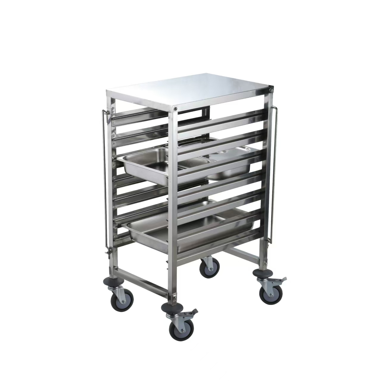 Carro de rejilla de enfriamiento de acero inoxidable para restaurante, carrito rodante para cocina