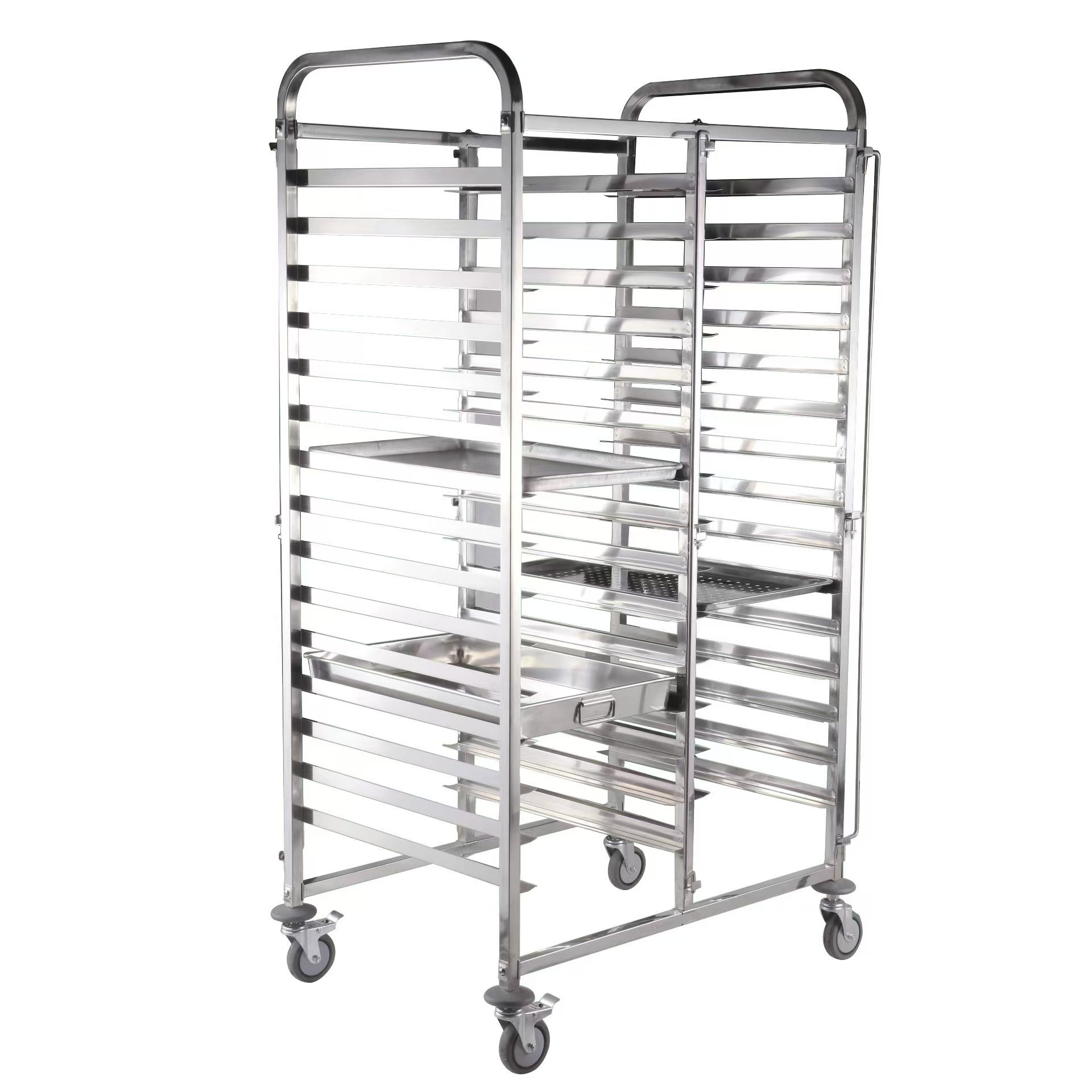 Carro de panadería de acero inoxidable desmontable, bandeja para hornear, carro de pan, estante para horno de panadería, carrito de comida para hoteles, restaurantes y cocinas