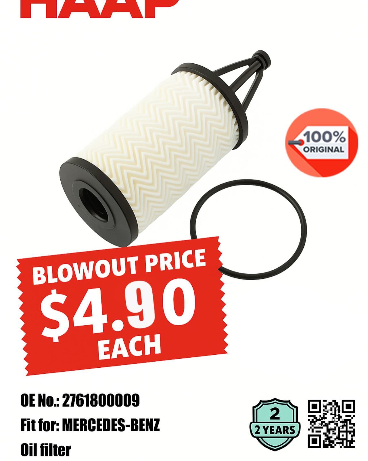 **High-Quality Oil Filter - Part Number 2761800009 - Only $4.90 Each**