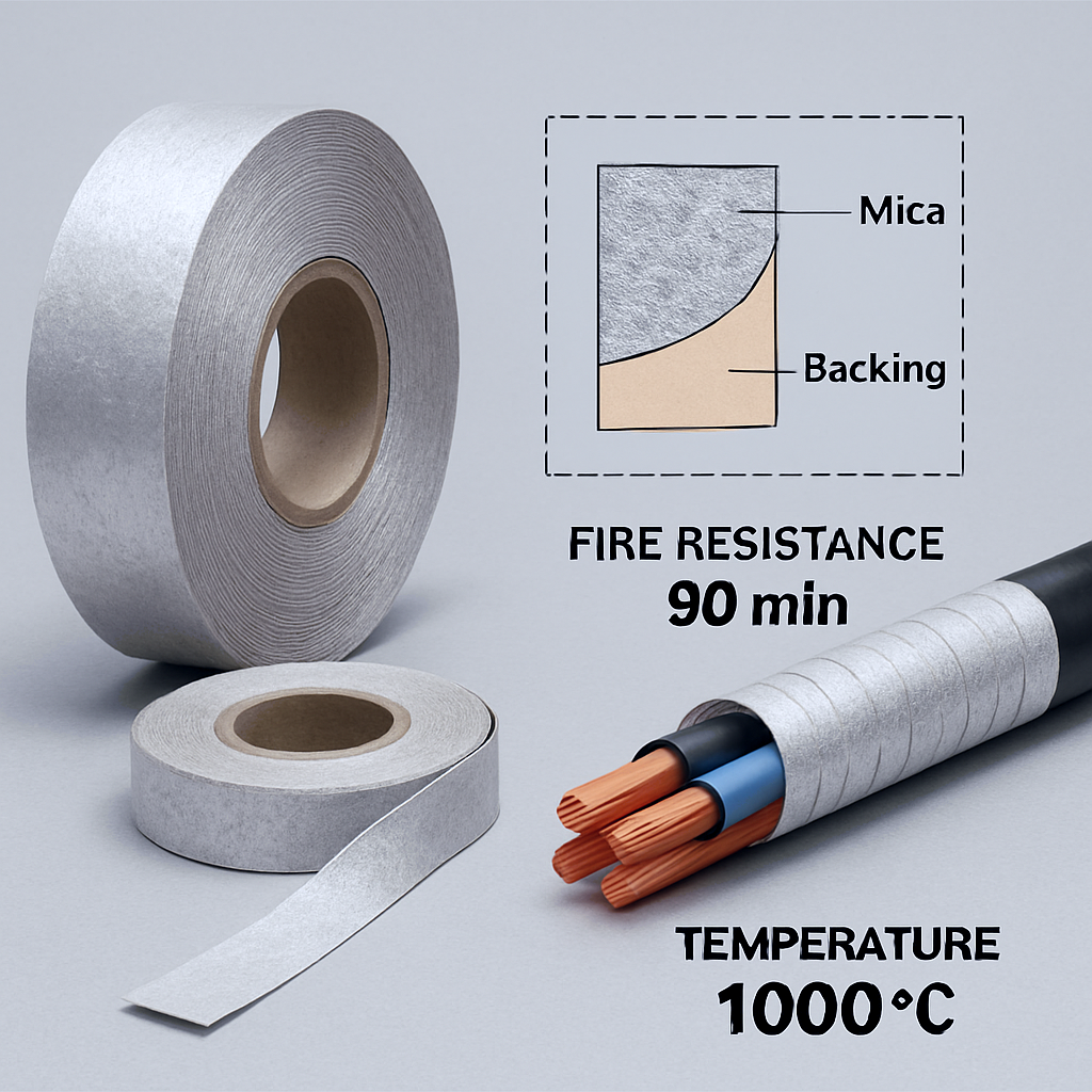 Fire-resistant mica cable tape